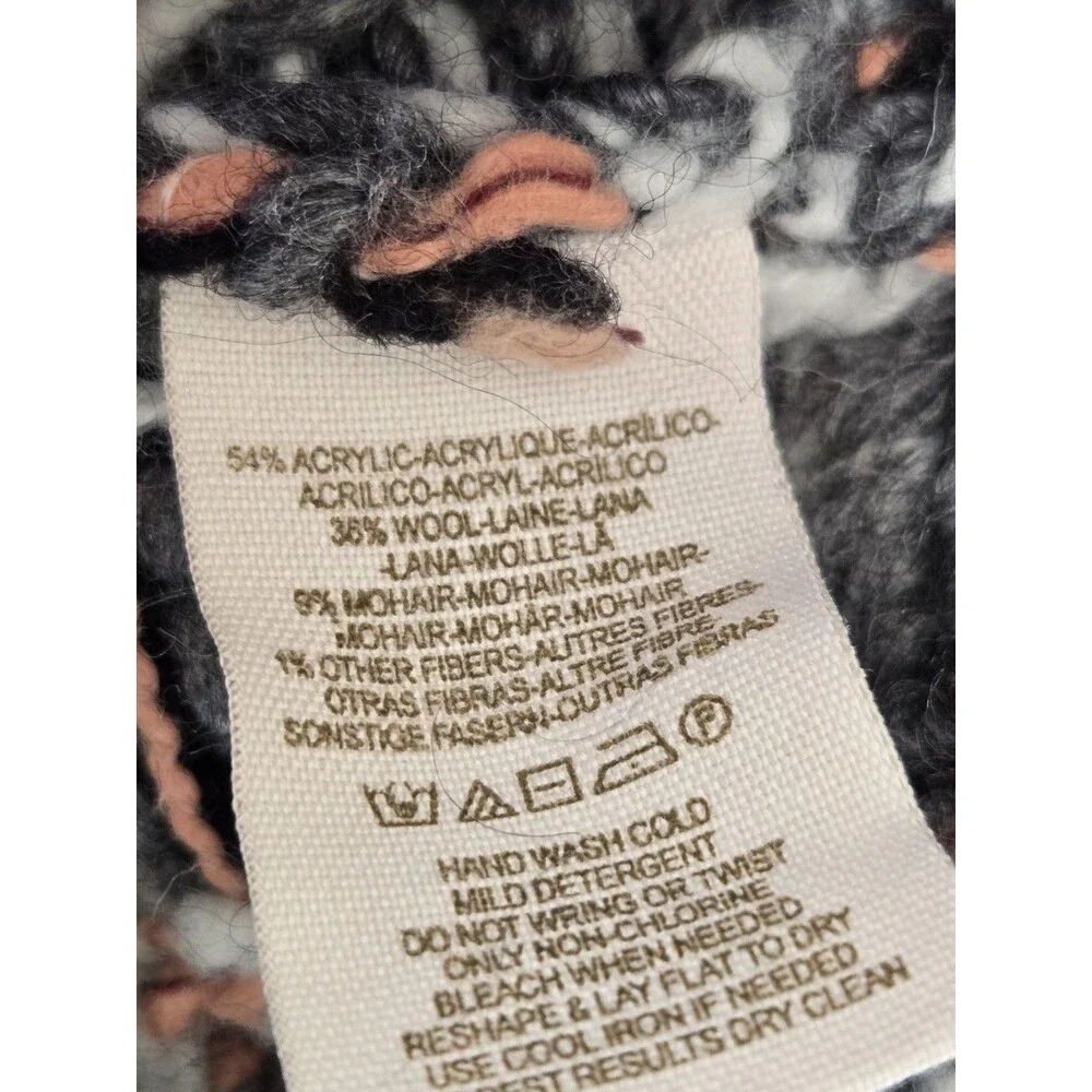 Free People Sweater Womens XS Wool Mohair Boho Oversized Arrow Gray Native Indie